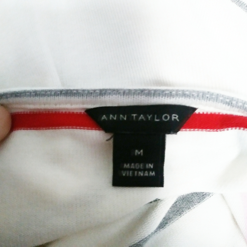 Ann Taylor Striped Ruffle cuff Top - Picture 7 of 8